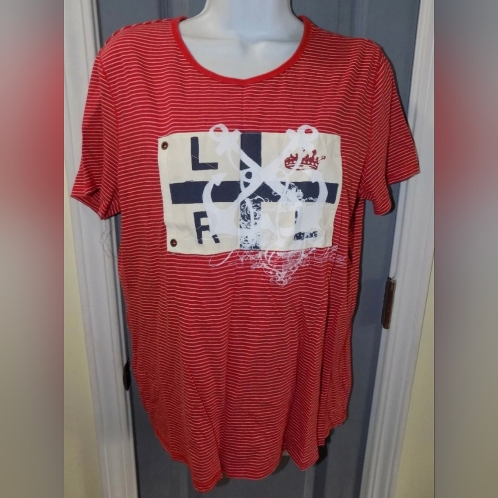 Lauren Ralph Lauren Red Striped Tee with Graphic
